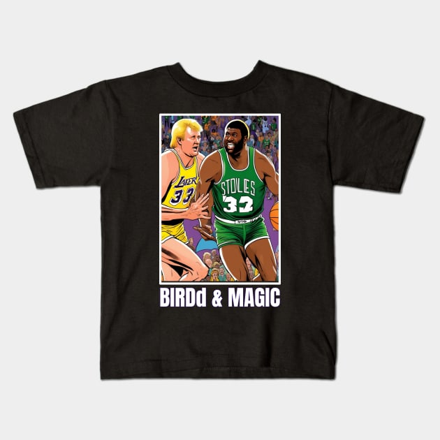 Larry Bird and Magic Johnson victor illustration design Kids T-Shirt by Nasromaystro